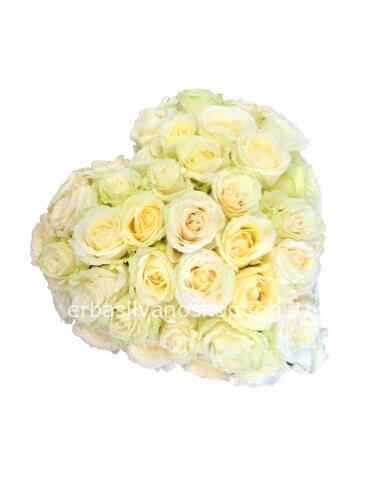 Cuore di rose bianche. Diametro 30 cm