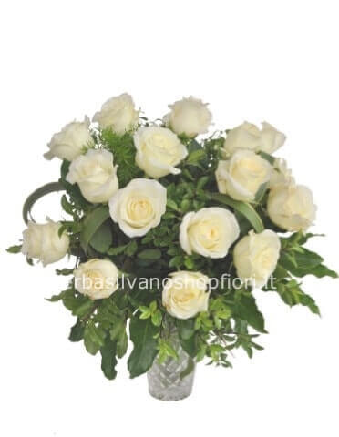 Mazzo corto di rose  bianche