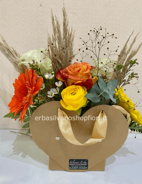 Borsetta cuore con fiori ECRU'
