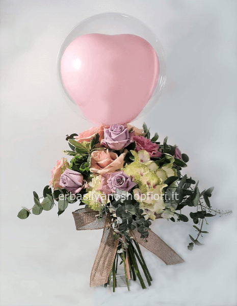 bouquet con palloncino cuore